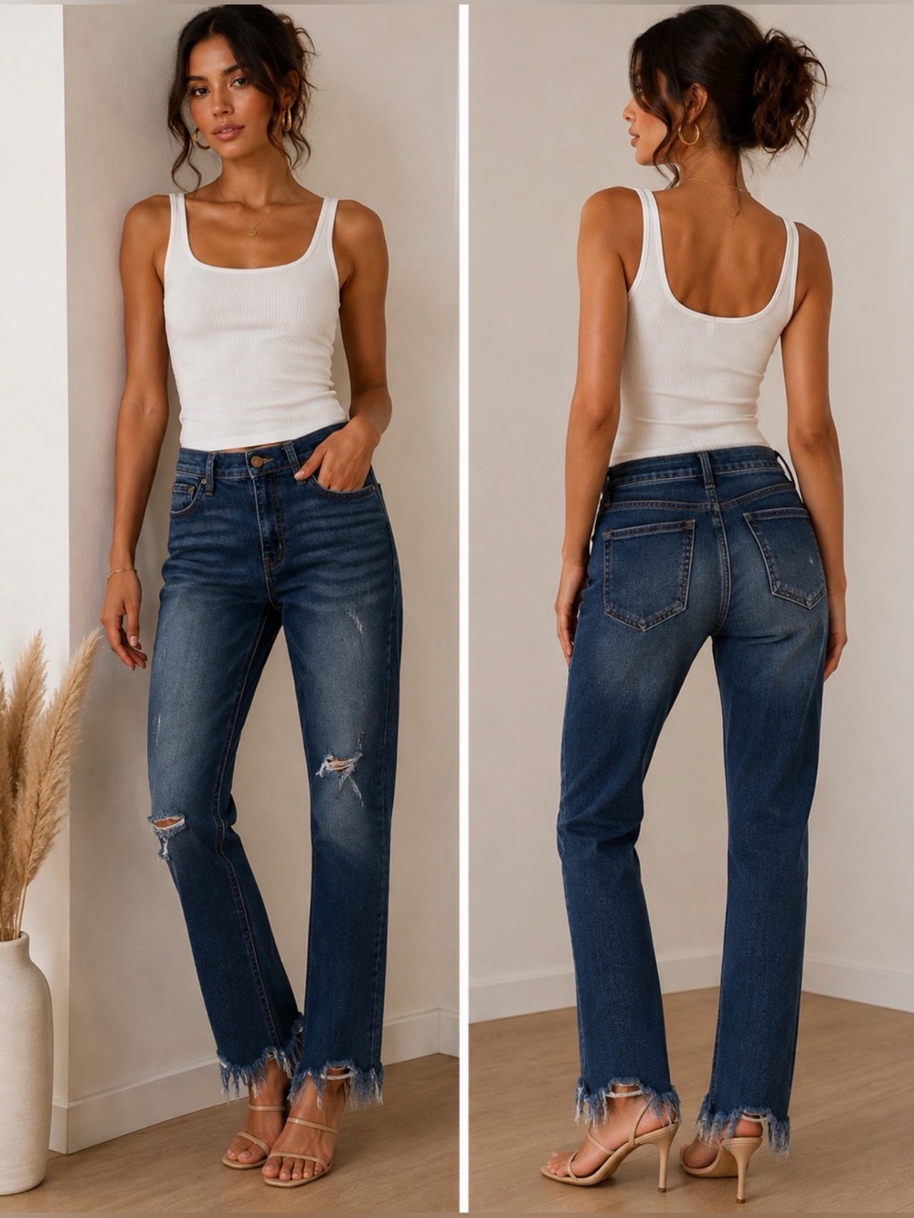 Dark Blue Distressed Women’s Skinny Jeans